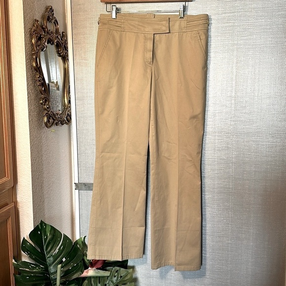 Escada Cotton Silk Blend tan with fun waist slight stretch pants sz 40 / us 10 - Picture 8 of 12